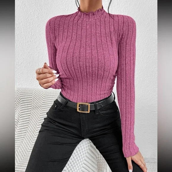 Mock neck ripped long sleeve tee - Picture 3 of 4